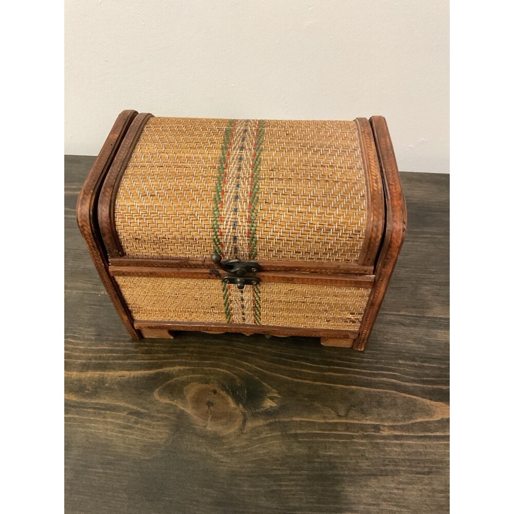 Vintage Rattan and Bamboo Storage Box